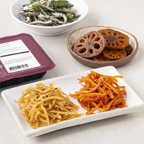 식도감 반찬 꽈리고추 멸치볶음 60g + 연근조림 100g + 진미채 70g + 부드러운 진미채볶음 60g 세트