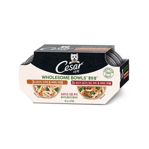 시저 성견용 홀썸볼 믹스팩 습식사료 닭 고구마 콩 85g x 3p + 쇠고기 닭 당근 보리 콩 85g x 3p 세트