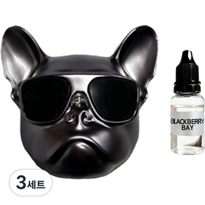 엠퓨처 차량용 불독 방향제 매트스페이스그레이 + 오일 15ml + 클립 3cm + 오일솜 세트, 블랙베리베이, 3세트