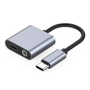 바라보고 이어폰 3.5mm to USB C타입-C타입 60W 2in1 고속충전 듀얼 젠더 TA24