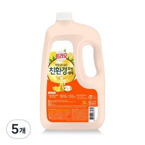 트리오 발효식초 담은 친환경 주방세제 레몬향, 5개, 3L