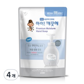 아이깨끗해 프리미엄 모이스처 폼 핸드솝 힐링코튼 리필, 400ml, 4개