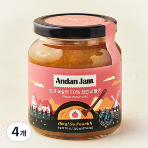 안단잼 안단 복숭아 70% 신선 과일잼, 380g, 4개