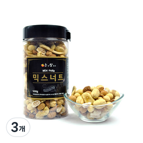 논앤밭위드 하루신선견과 믹스너트 대, 500g, 3개