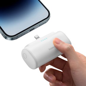 베이스어스 20W 고속충전 컴팩트 도킹형 보조배터리 5000mAh 애플용, 화이트