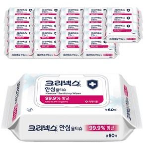 크리넥스 안심 물티슈 캡형, 60매, 24개