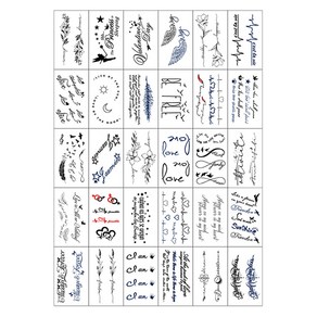문신 헤나 레터링 타투 스티커 감성 30종 세트, 혼합색상, 1개