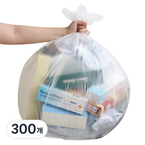 네이쳐리빙 재활용 쓰레기 분리수거 배접 비닐봉투 화이트, 300개, 80L