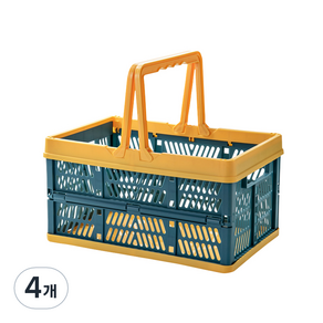 구디푸디 접이식 다용도 수납 바구니, 그린 + 옐로우, 4개