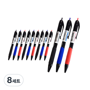 아이비스 아이볼 볼펜 3종 세트 0.7mm 01452 4, 검정, 파랑, 빨강, 8세트