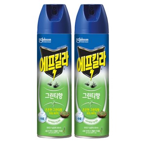 에프킬라 모기 스프레이 에어로졸 그린티향, 500ml, 2개