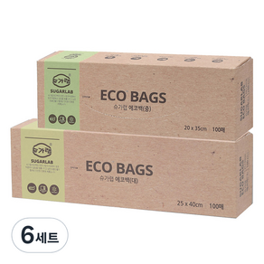 슈가랩 에코백 대 100p + 중 100p 세트, 혼합, 6세트
