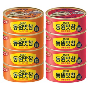 동원 살코기 동원맛참 고소참기름 통조림 90g 4p + 매콤참기름 통조림 90g 4p, 1세트