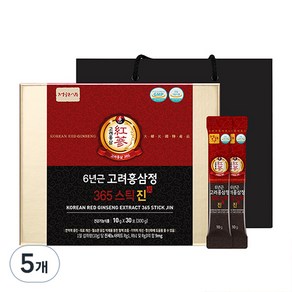 정원삼 6년근 고려홍삼정 365스틱 진 + 쇼핑백, 300g, 5개