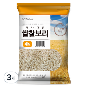 건강한밥상 캐나다산 쌀찰보리, 4kg, 3개