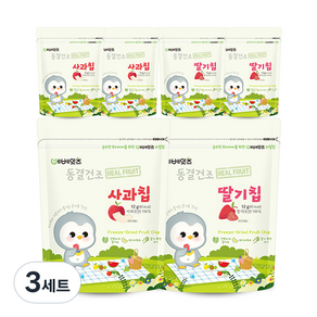 베베잇츠 동결건조 과일칩 사과 12g x 3p + 딸기 12g x 3p, 사과 + 딸기, 3세트