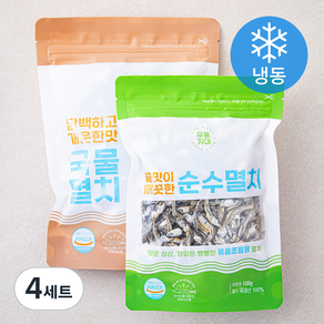 무풍지대 끝맛이 깨끗한 순수멸치 볶음조림용 100g + 담백하고 개운한맛 국물멸치 120g (냉동), 4세트