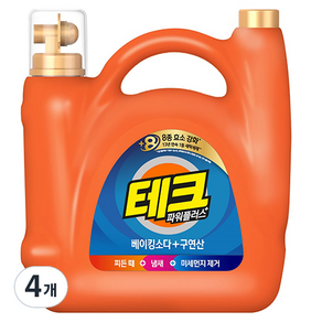 테크 베이킹소다 구연산 파워플러스 액체세제 본품, 5.5L, 4개