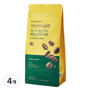 이디야 에티오피아 리무 홀빈커피, 200g, 4개, 홀빈(분쇄안함)