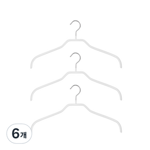 마와 논슬립 옷걸이 실루엣 넥 41F, 6개, 화이트