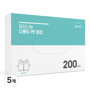 일상나눔 다용도 일회용 PE 위생장갑, 200개입, 5개