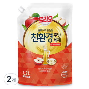 트리오 발효식초 담은 친환경 주방세제 애플향, 2개, 1.2L