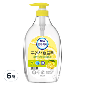 [비건라이프] 참그린 트루워시 구연산 뽀드득 주방세제 레몬향, 1kg, 6개