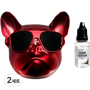 엠퓨처 차량용 불독 방향제 매트레드 + 오일 15ml + 클립 3cm + 오일솜 세트, 클린코튼, 2세트