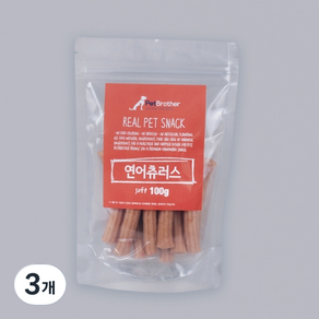 펫브라더 반려견 연어 츄러스 간식 soft 100g, 3개