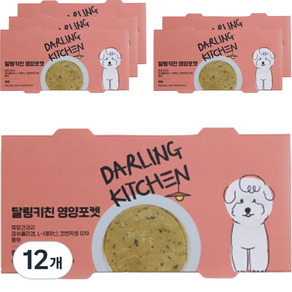 달링키친 강아지 영양포켓 습식사료, 연어, 80g, 12개