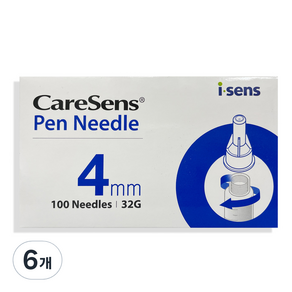 isens 케어센스 멸균주사침 4mm 32G, 100개입, 6개