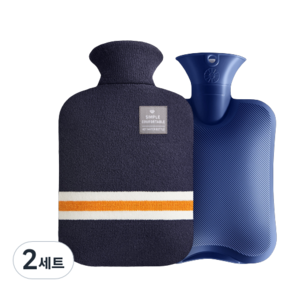 생활애찬 빅사이즈 보온 물주머니 찜질 핫팩 네이비 2000ml, 2세트