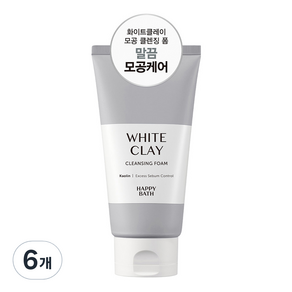 해피바스 화이트 클레이 모공 클렌징폼, 150g, 6개