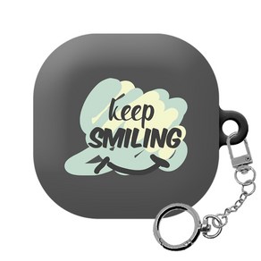 몬드몬드 빈티지 카드 레터링 갤럭시 버즈프로/버즈라이브 하드 케이스 + 키링, Keep smiling, 1개