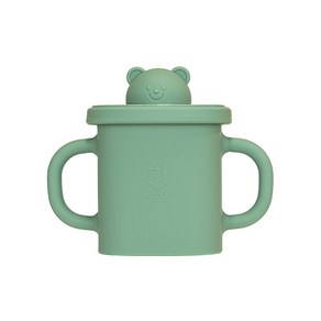 모두아이 실리콘 곰돌이 사각 스파우트컵 350ml, 민트, 1개