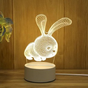 쿼르디 LED 아크릴 3D 무드등 USB 온오프 스위치 토끼, 혼합색상