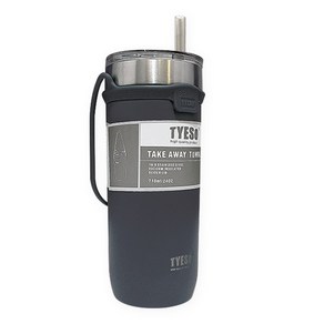 타이소 진공 스텐 핸들 스트랩 텀블러 + 트라이탄 빨대, 다크그레이, 710ml, 1개