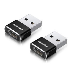 베이직기어 USB C to A 변환 젠더 C타입 어댑터 2p, 블랙, 22mm, 1개