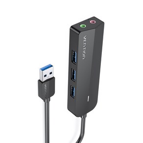 벤션 사운드카드 USB3.0 멀티허브 0.15m CIHBB, 블랙, 1개