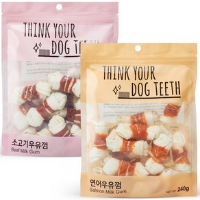 Think you dog teeth 소고기 15p + 연어 15p 세트, 소고기, 연어, 1세트, 480g