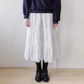 벰버 PUNCHING DETAIL TIERED MIDI SKIRT