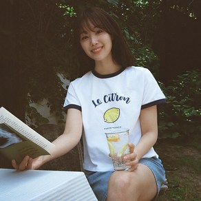 벰버 여성용 LEMON HALF SLEEVES 티셔츠