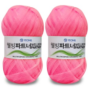 니뜨 웰빙파트너 수세미실 60g x 2p, 12 네온핑크, 1세트