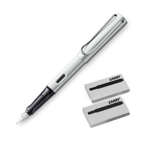 LAMY 알스타 만년필 EF촉 LM025 WS + 잉크 카트리지 2p 세트, 화이트실버, EF