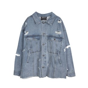 바이브레이트 DISTRESSED LONGLINE DENIM JACKET