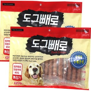 도그빼로 강아지 찹쌀껌 420g, 2개, 오리고기맛