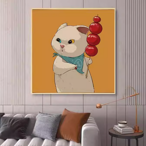 스너글리 고양이 그림 일러스트 포스터 액자 거실 벽 인테리어 팝아트 커플 캐릭터 40cm, 탕후루 화이트