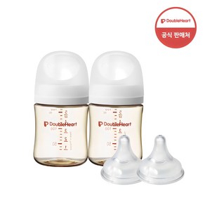 더블하트 모유실감 3세대 PPSU 베이직 트윈팩 160ml+젖꼭지(2입), 3세대 SS, 화이트, 1세트