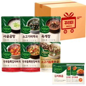 (꾸리미) 간편국탕 6종(사골곰탕+미역국+육개장+두부듬뿍김치찌개+두부듬뿍된장찌개+소고기듬뿍무국)+김치볶음 80g x 5개, 1세트, 3320g