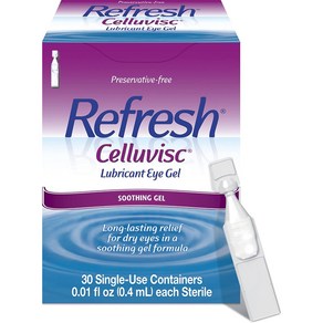 Refresh Celluvisc Lubricant Soothing Eye Gel 0.01 Refresh Celluvisc 윤활제 수딩 아이 젤 0.01온스 일회용 바이알 상자